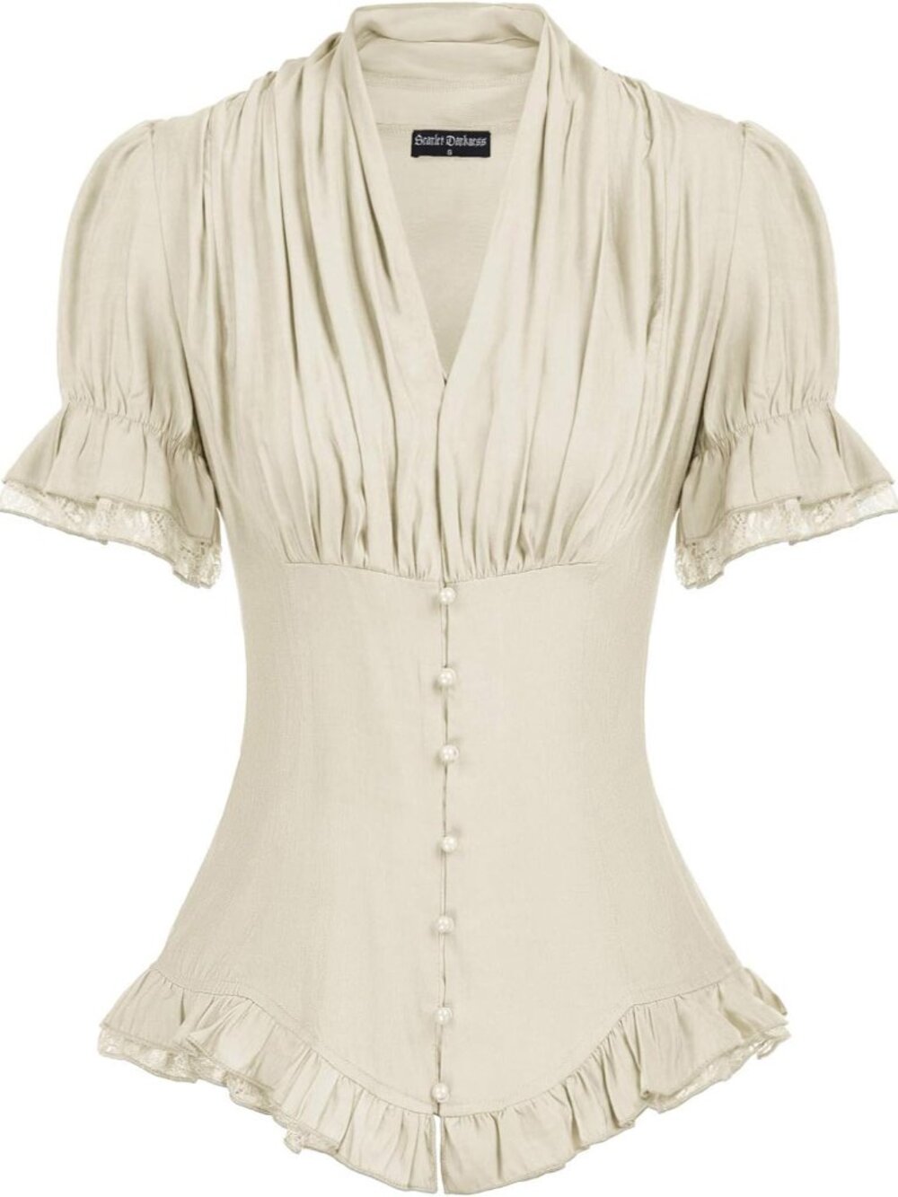 Womens Work Tops Elegant Short Sleeve Victorian Blouse